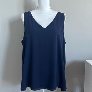 Lilly Pulitzer Navy Blue Reversible Florin Sleeveless V-neck Tank Size XL